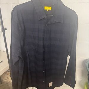 long sleeve Black and Grey plaid dress shirt..... Five Four 2XL